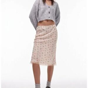 NWT Topshop vintage lace micro floral 90s length bias skirt Y2K Size 4